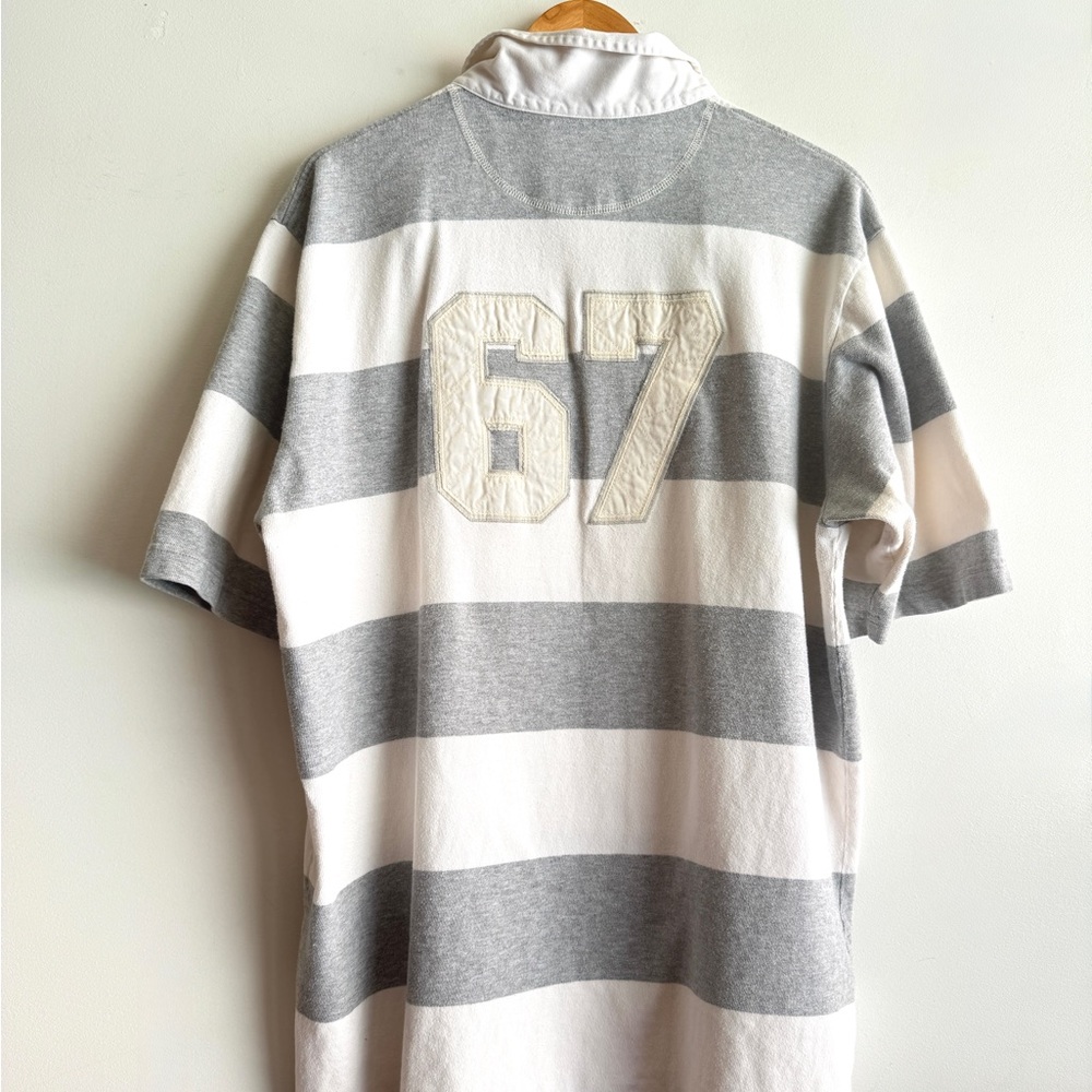Vintage 90s Polo Jeans Co. Ralph Lauren rugby Stripe Polo large 67 applique back - Picture 7 of 10